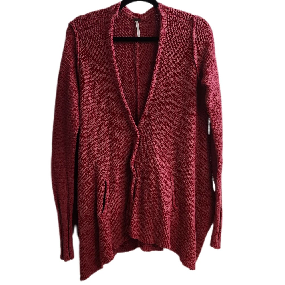 Free People Snap Sweater Cape Cardigan Waterfall Mauve Women's Size Medium